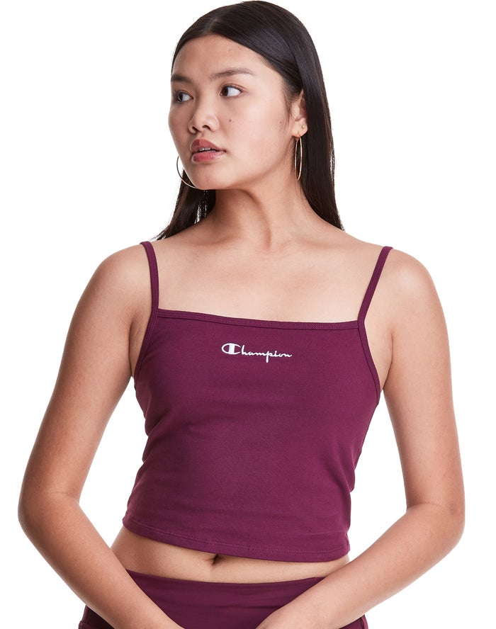 Champion Cropped Cami Kadın Tişört Koyu Mor ( EBHFNK724 )